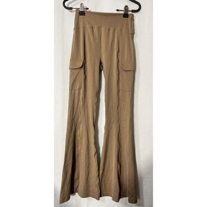 Happily Grey Yoga Pants Flare  High Rise Cargo‎ Leggings Size Small Light Carmel